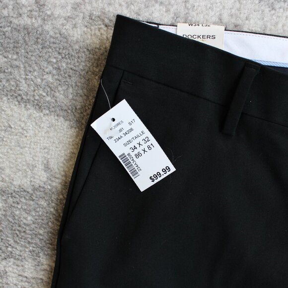 Dockers NWT Men's Black Dress Pants Slim Fit 34x32 - Picture 3 of 5